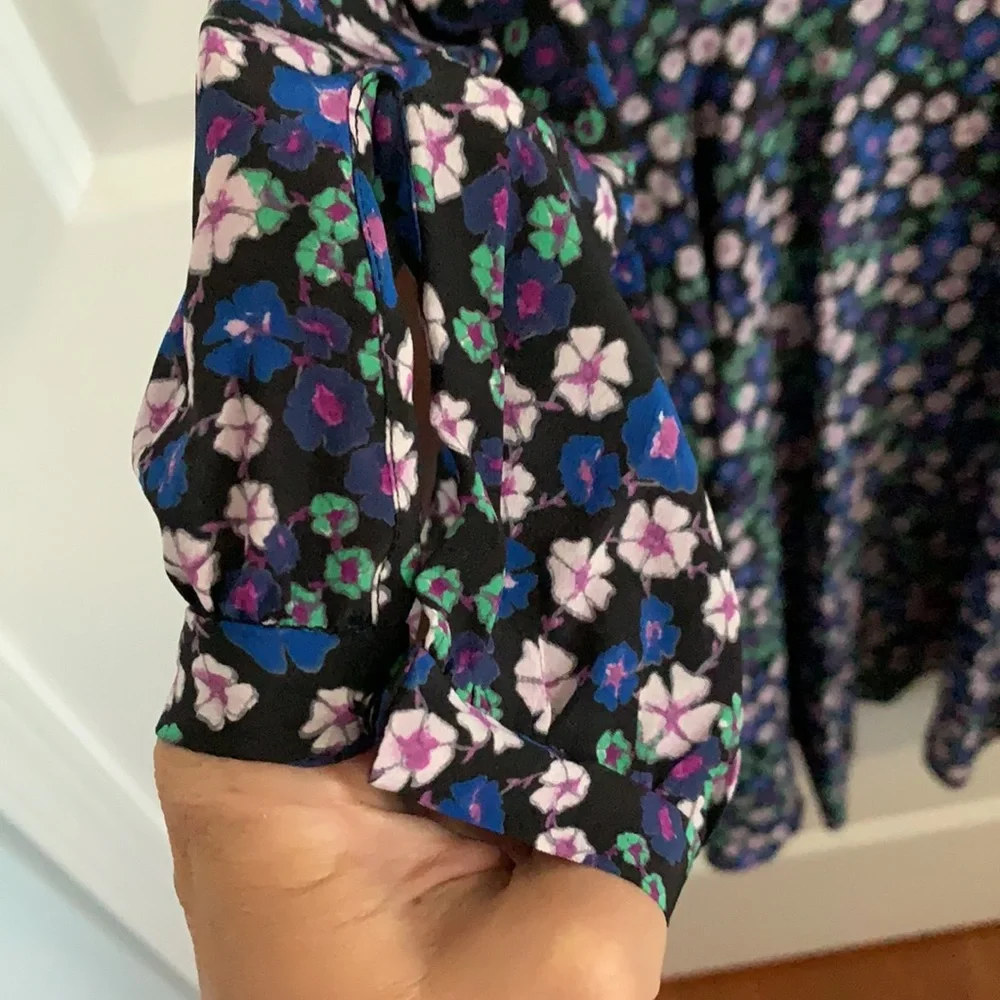 Rebecca Taylor Floral MIDI Dress with Flair Skirt - Picture 3 of 8